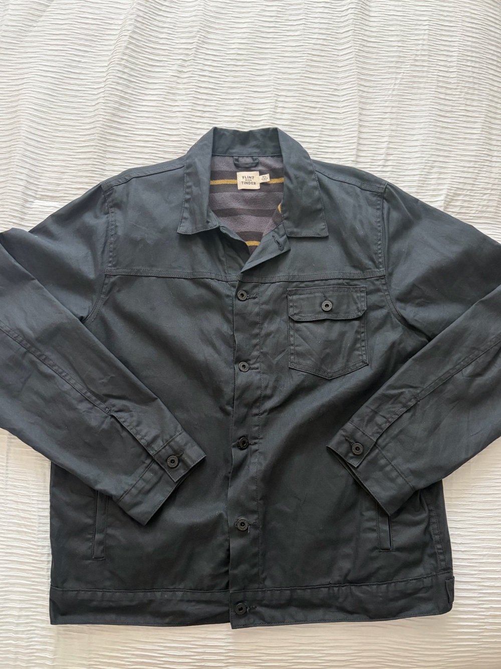 Flint and Tinder Flannel Lined Waxed Trucker Jacket - Hardly Worn